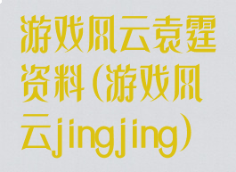 游戏风云袁霆资料(游戏风云jingjing)