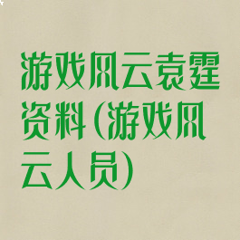 游戏风云袁霆资料(游戏风云人员)