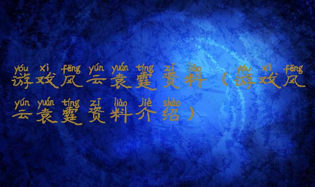 游戏风云袁霆资料(游戏风云袁霆资料介绍)