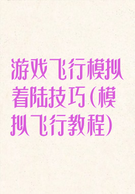 游戏飞行模拟着陆技巧(模拟飞行教程)