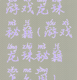 游戏龙珠秘籍(游戏龙珠秘籍怎么用)