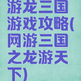 游龙三国游戏攻略(网游三国之龙游天下)