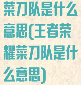 菜刀队是什么意思(王者荣耀菜刀队是什么意思)
