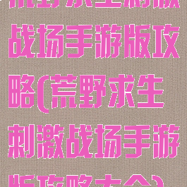 荒野求生刺激战场手游版攻略(荒野求生刺激战场手游版攻略大全)