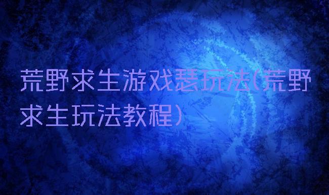 荒野求生游戏瑟玩法(荒野求生玩法教程)