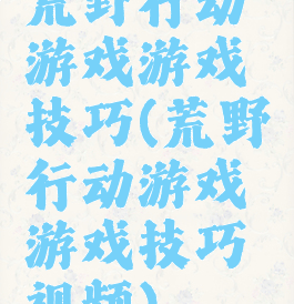 荒野行动游戏游戏技巧(荒野行动游戏游戏技巧视频)