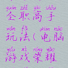 荣耀游戏全职高手玩法(电脑游戏荣耀全职高手)