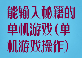 能输入秘籍的单机游戏(单机游戏操作)
