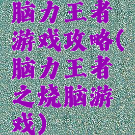 脑力王者游戏攻略(脑力王者之烧脑游戏)
