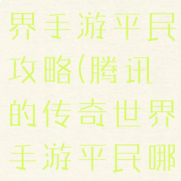 腾讯传奇世界手游平民攻略(腾讯的传奇世界手游平民哪个角色好)