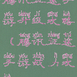 腾讯征途手游升级攻略(腾讯征途手游战力攻略)