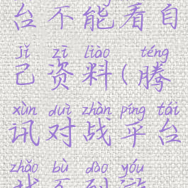腾讯游戏平台不能看自己资料(腾讯对战平台找不到游戏)