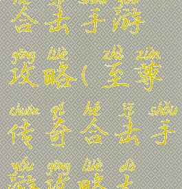 至尊传奇合击手游攻略(至尊传奇合击手游攻略大全)