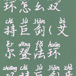 艾尔登法环怎么双持巨剑(艾尔登法环双持巨剑质变)