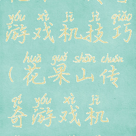 花果山传奇游戏机技巧(花果山传奇游戏机怎么设置)