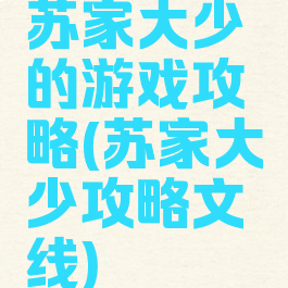 苏家大少的游戏攻略(苏家大少攻略文线)