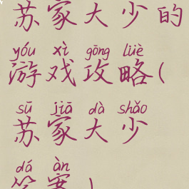 苏家大少的游戏攻略(苏家大少答案)
