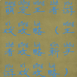 萌宠王者游戏攻略(王者攻略新手游戏攻略)
