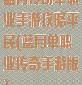 蓝月传奇单职业手游攻略平民(蓝月单职业传奇手游版)