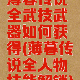 薄暮传说全武技武器如何获得(薄暮传说全人物技能解锁)