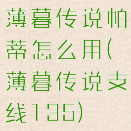 薄暮传说帕蒂怎么用(薄暮传说支线135)