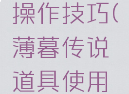 薄暮传说操作技巧(薄暮传说道具使用要求)