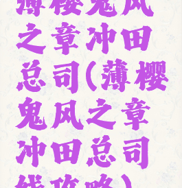 薄樱鬼风之章冲田总司(薄樱鬼风之章冲田总司线攻略)