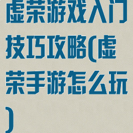 虚荣游戏入门技巧攻略(虚荣手游怎么玩)