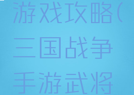 蛮将三国游戏攻略(三国战争手游武将攻略)