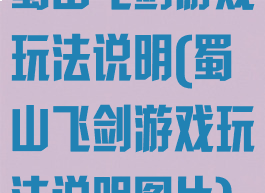 蜀山飞剑游戏玩法说明(蜀山飞剑游戏玩法说明图片)