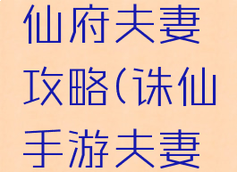 诛仙手游仙府夫妻攻略(诛仙手游夫妻副本攻略)