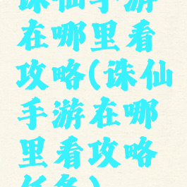 诛仙手游在哪里看攻略(诛仙手游在哪里看攻略任务)