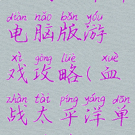 血战太平洋电脑版游戏攻略(血战太平洋单机游戏)