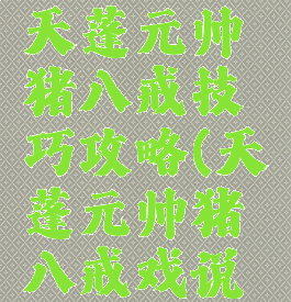 街机游戏天蓬元帅猪八戒技巧攻略(天蓬元帅猪八戒戏说版)