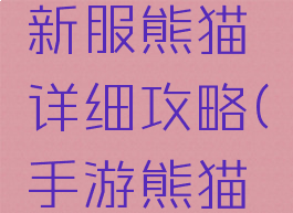 西游单机新服熊猫详细攻略(手游熊猫大侠攻略)