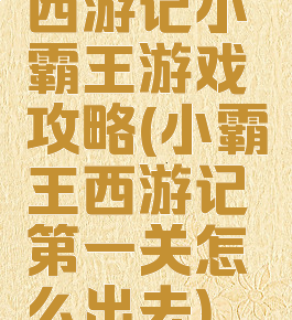 西游记小霸王游戏攻略(小霸王西游记第一关怎么出去)