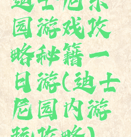 迪士尼乐园游戏攻略秘籍一日游(迪士尼园内游玩攻略)