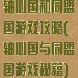 轴心国和同盟国游戏攻略(轴心国与同盟国游戏秘籍)