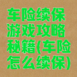 车险续保游戏攻略秘籍(车险怎么续保)