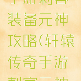 轩辕传奇手游刺客装备元神攻略(轩辕传奇手游刺客元神激活图片)