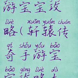 轩辕传奇手游宝宝攻略(轩辕传奇手游宝宝攻略大全)