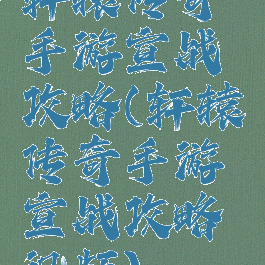 轩辕传奇手游宣战攻略(轩辕传奇手游宣战攻略视频)