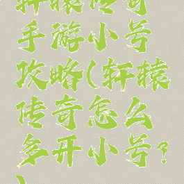轩辕传奇手游小号攻略(轩辕传奇怎么多开小号?)