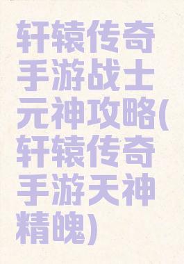 轩辕传奇手游战士元神攻略(轩辕传奇手游天神精魄)