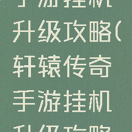 轩辕传奇手游挂机升级攻略(轩辕传奇手游挂机升级攻略视频)
