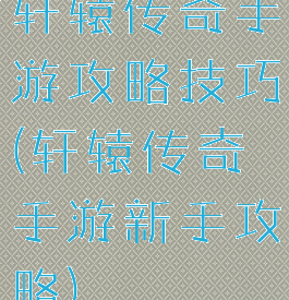 轩辕传奇手游攻略技巧(轩辕传奇手游新手攻略)