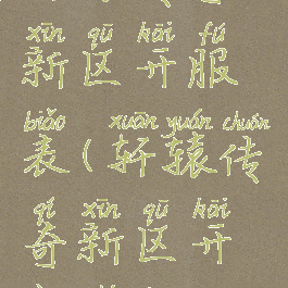 轩辕传奇新区开服表(轩辕传奇新区开放时间)