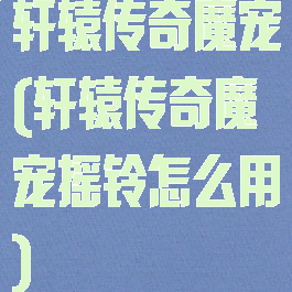 轩辕传奇魔宠(轩辕传奇魔宠摇铃怎么用)