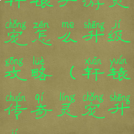轩辕手游灵宠怎么升级攻略(轩辕传奇灵宠升级)