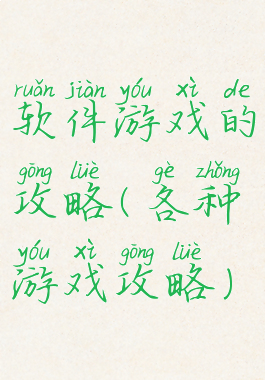 软件游戏的攻略(各种游戏攻略)